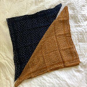 LOT OF 2 Madewell Bandanas Egyptian Gold and Navy Polka Dot